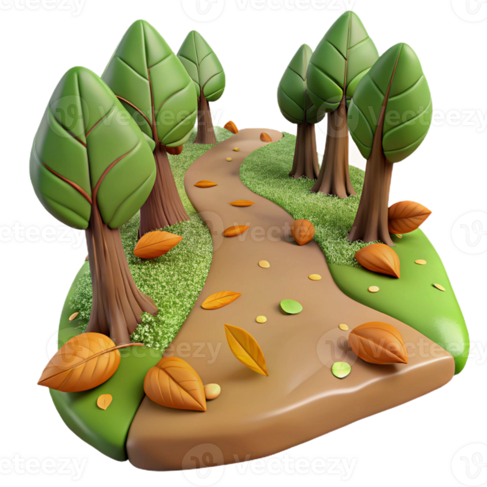 stunning minimalist Forest Trail with Fallen Leaves Isolated detailed png