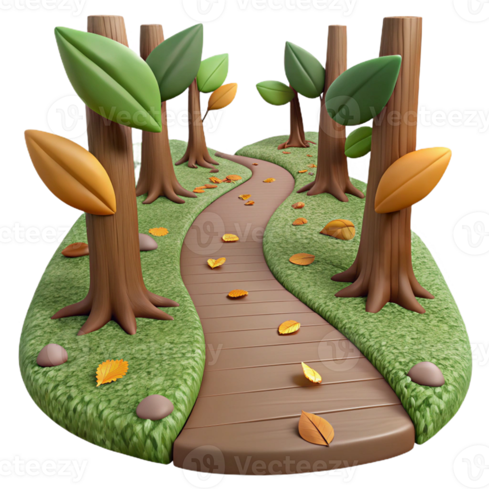 stunning artistic Forest Trail with Fallen Leaves Isolated premium png