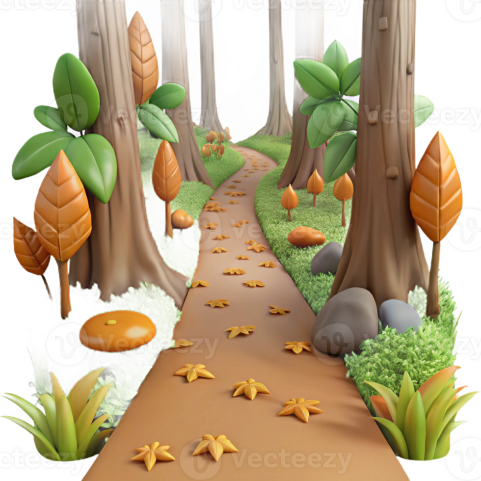 dramatic abstract Forest Trail with Fallen Leaves Isolated authentic png
