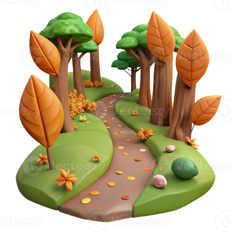 elegant classic Forest Trail with Fallen Leaves Isolated 4K png