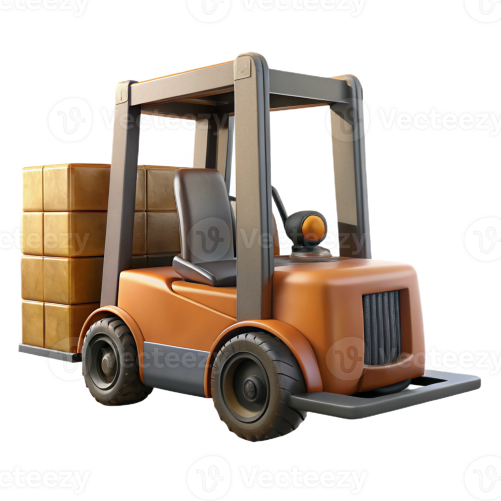 beautiful minimalist Forklift Truck Side View Isolated authentic png