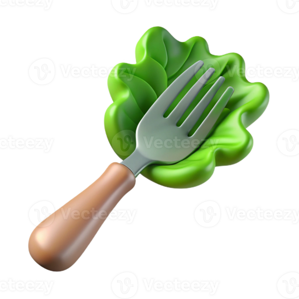 magnificent artistic Fork with Salad Greens Cutout Element authentic png