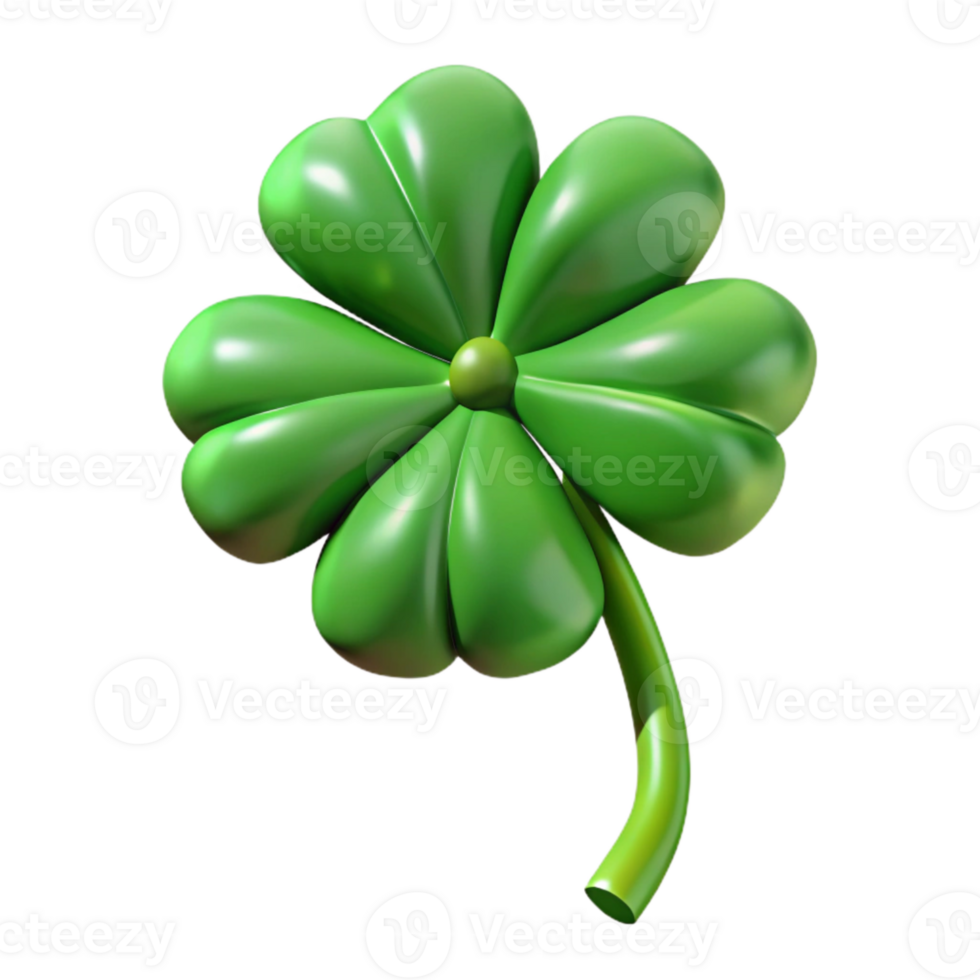 impressive classic Four Leaf Clover Green with Stem Element Cutout detailed png