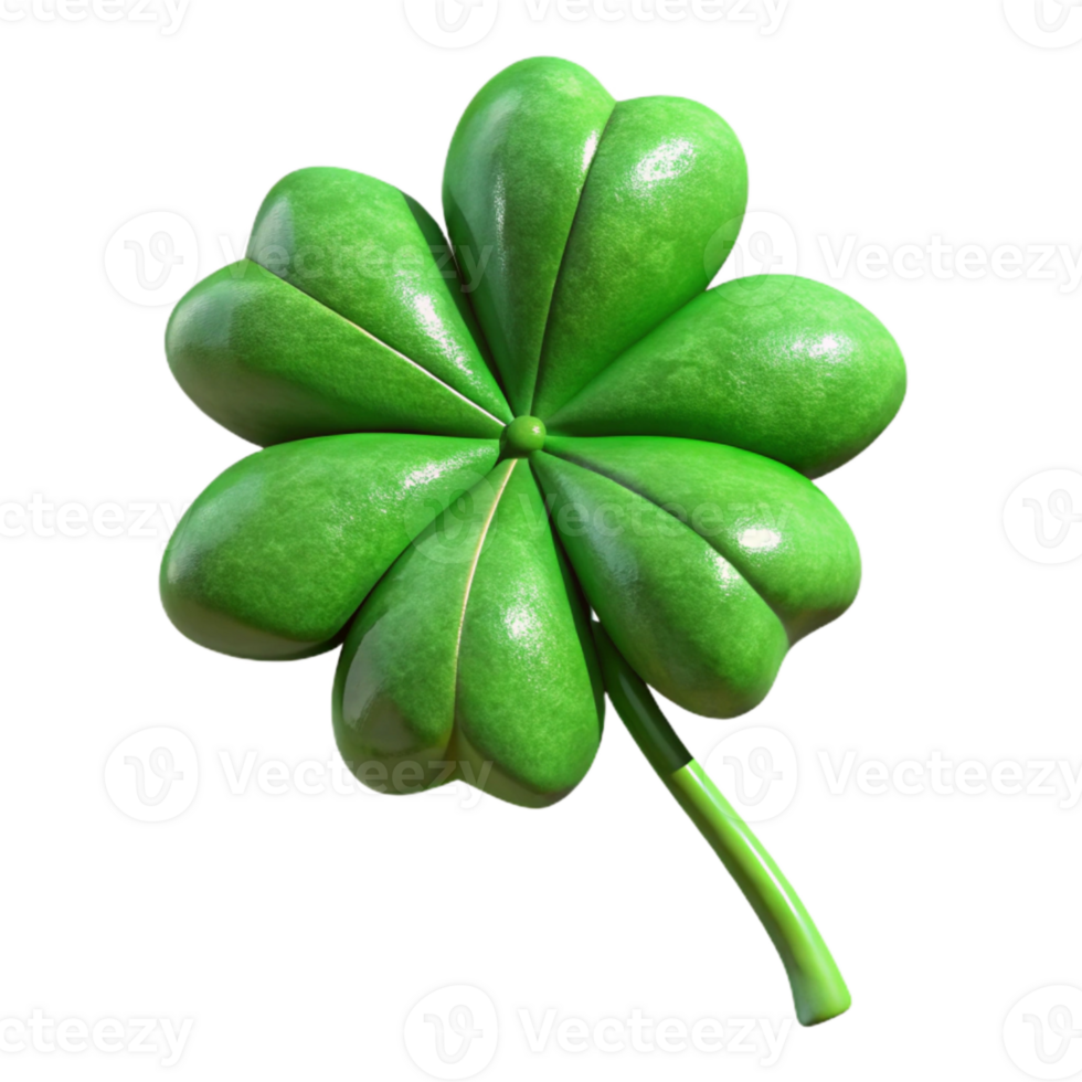 wonderful contemporary Four Leaf Clover Green with Stem Element Cutout high quality png