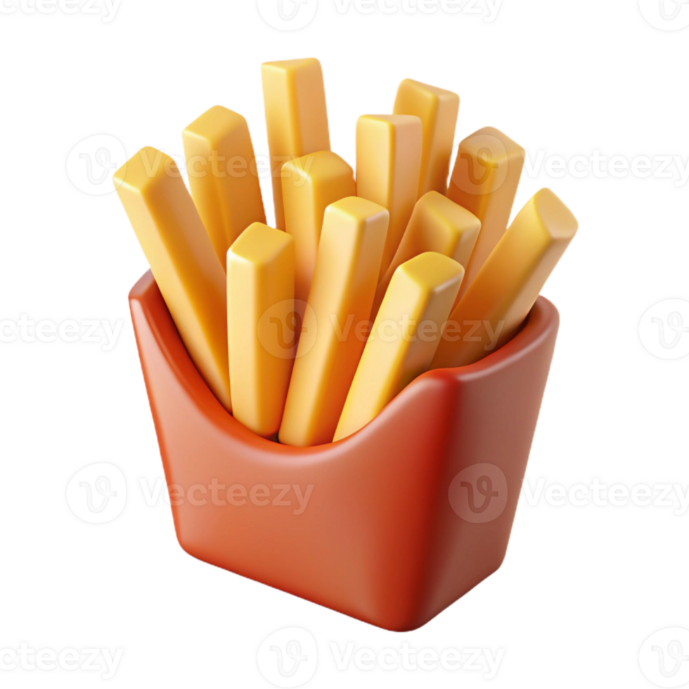 stunning vintage French Fries Cutout with Golden Color Transparent Background high quality png