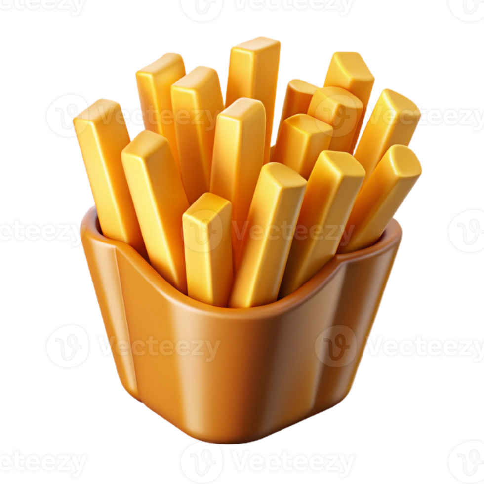 elegant artistic French Fries Cutout with Golden Color Transparent Background exclusive png