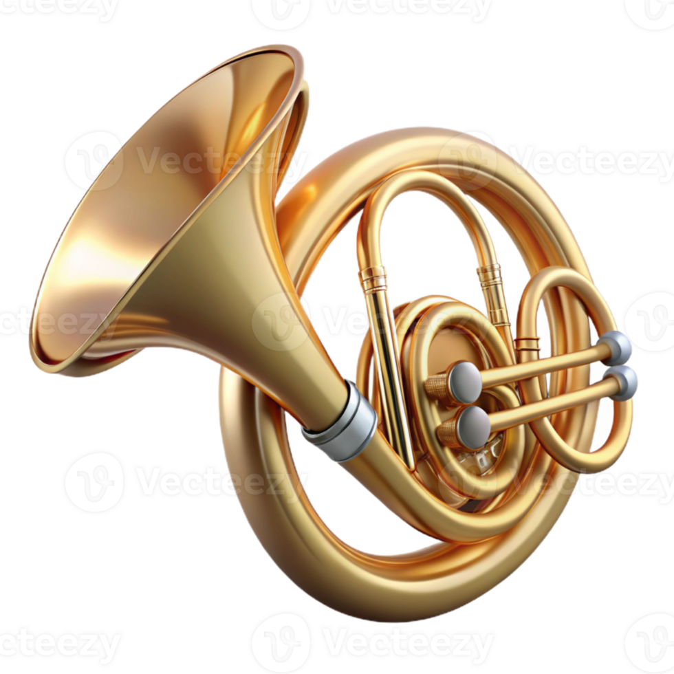 wonderful rustic French Horn Brass Instrument Transparent Background original png