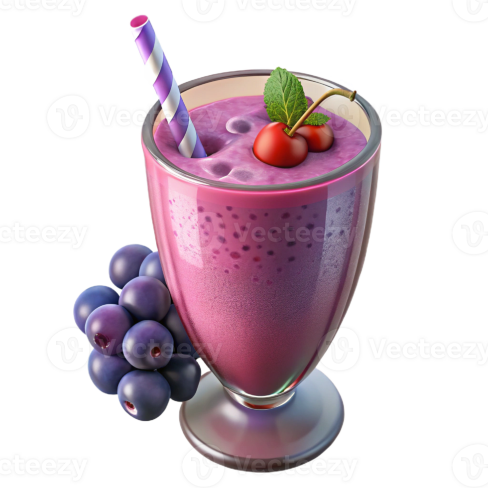 serene modern Fresh Berry Smoothie in Glass Side View exclusive png
