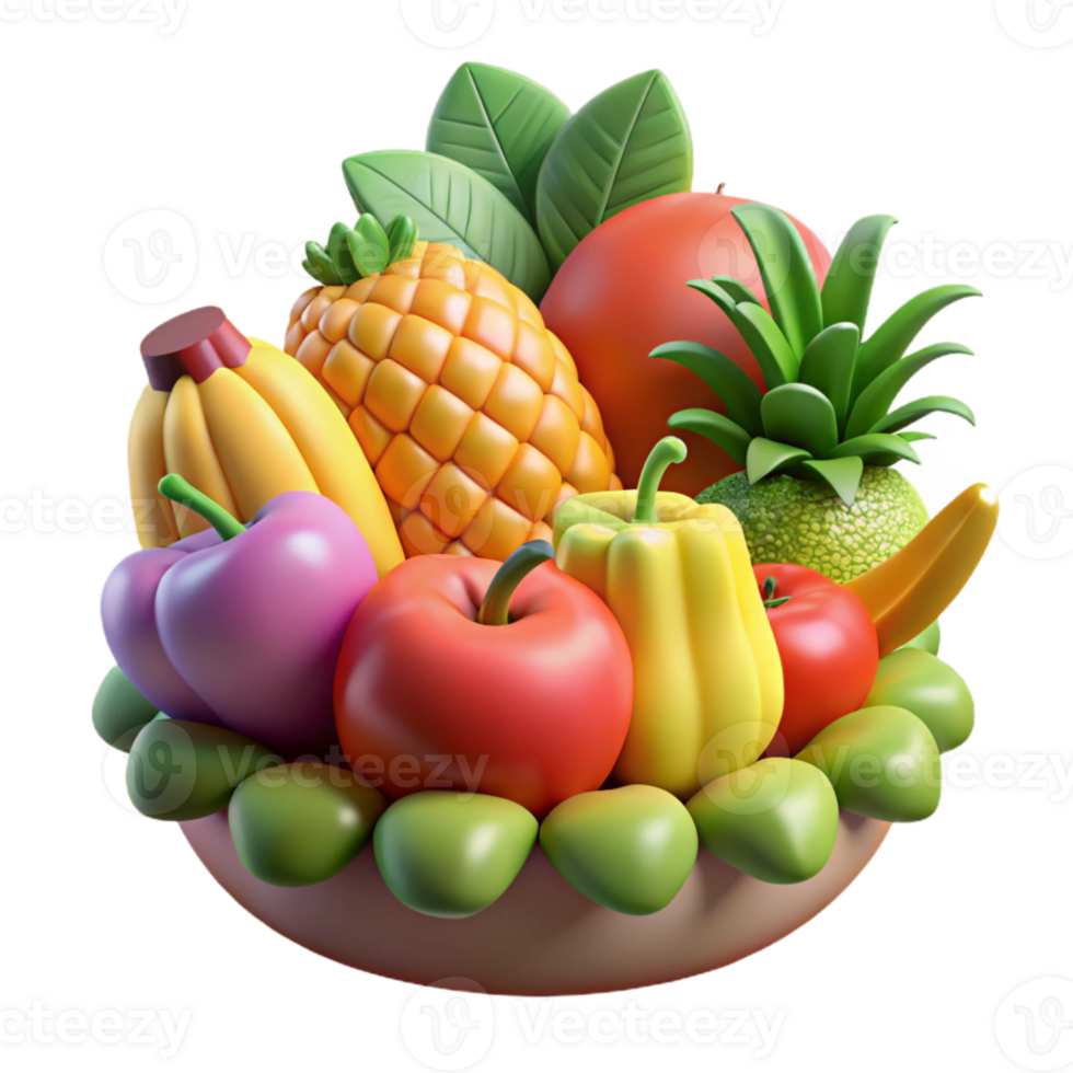 wonderful vintage Fresh Fruits and Vegetables Arrangement Cutout high resolution png