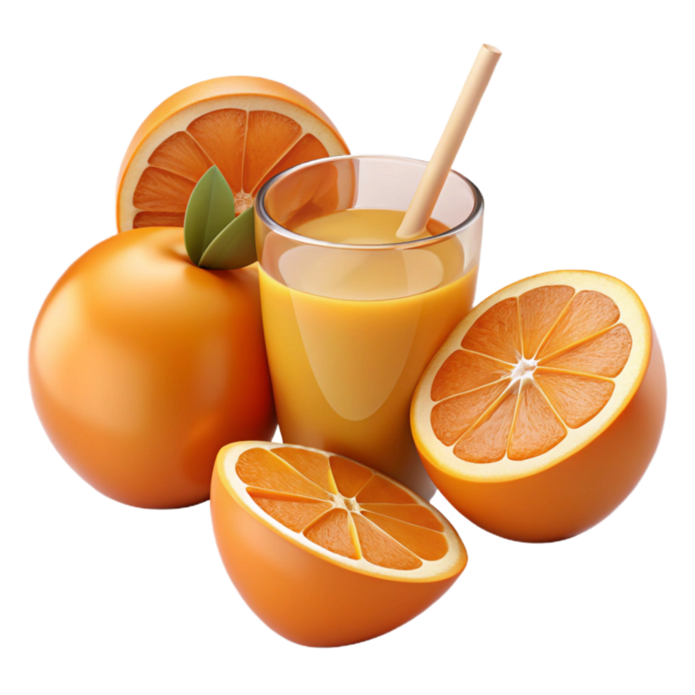vibrant contemporary Fresh Orange Slices and Juice Transparent Background original png
