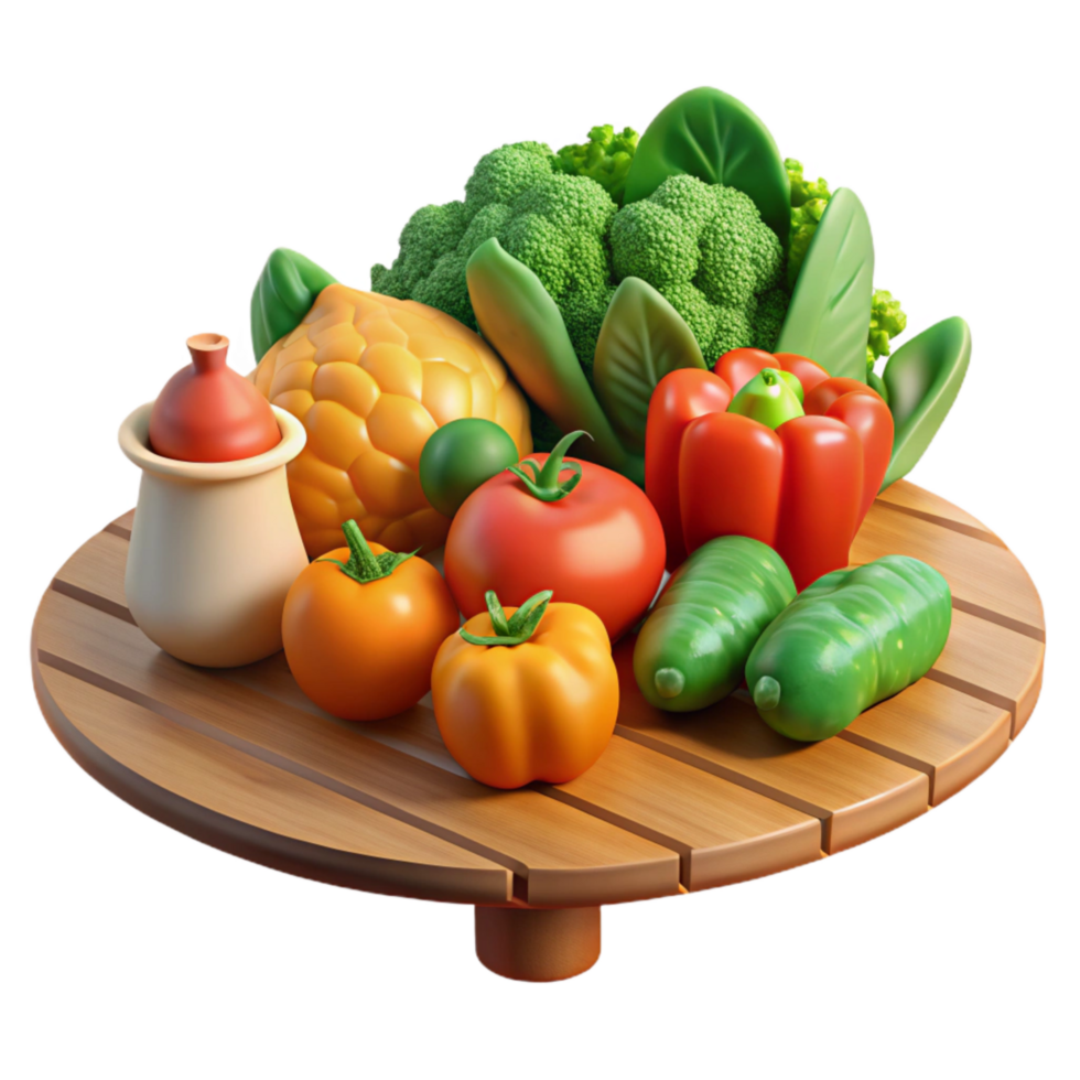 extraordinary vintage Fresh Vegetables Arranged on Table Transparent Background genuine png