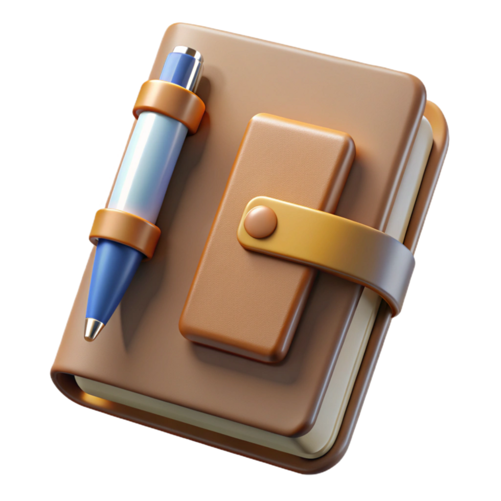 impressive classic Front View Closed Notebook with Pen for Note Taking Cutout original png