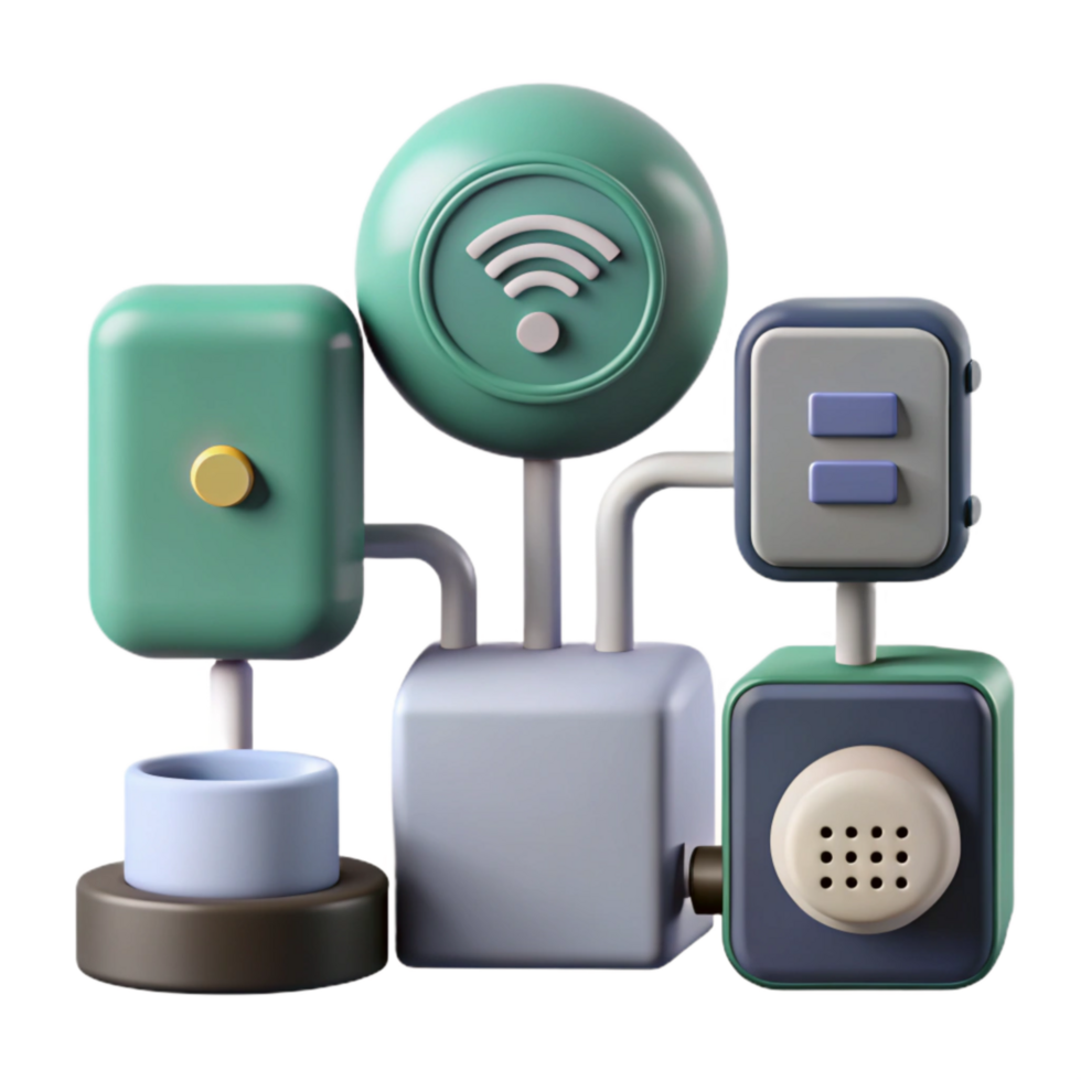 serene abstract Front View of Connected Home Devices Flatlay Isolated authentic png