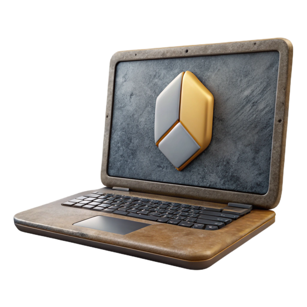 dramatic traditional Front View Closed Laptop with Company Logo Cutout professional png