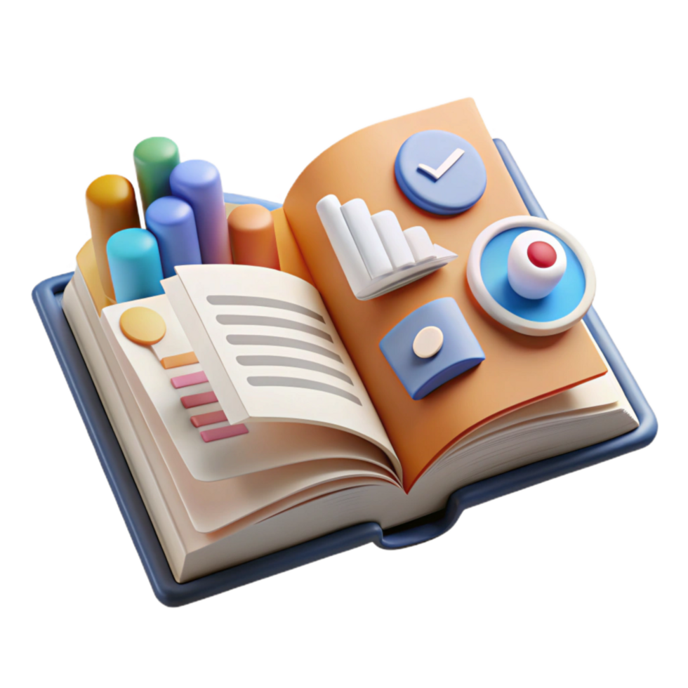serene minimalist Front View Open Book with Digital Marketing Strategies Cutout 4K png