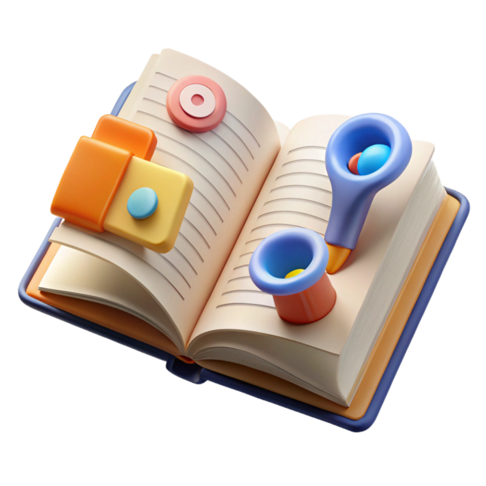 serene traditional Front View Open Book with Digital Marketing Strategies Cutout detailed png