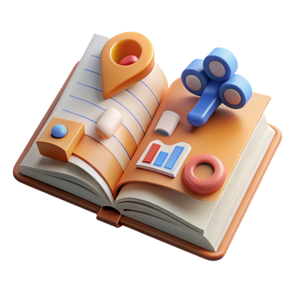 stunning vintage Front View Open Book with Digital Marketing Strategies Cutout premium png