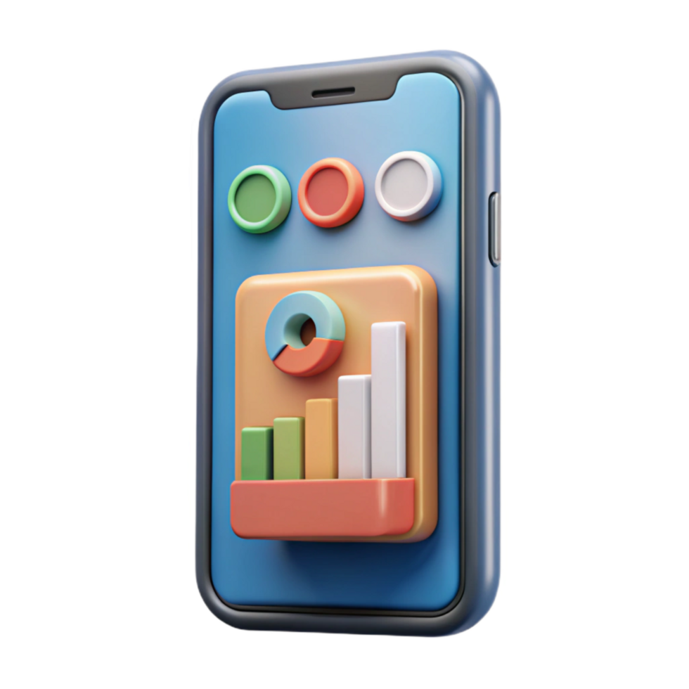 wonderful modern Front View Smartphone with Charts Transparent Background professional png
