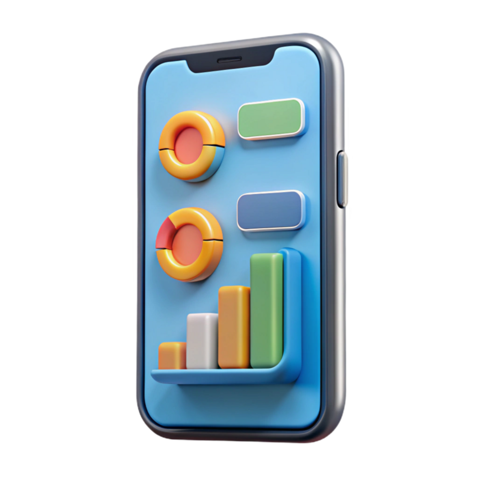 magnificent vintage Front View Smartphone with Charts Transparent Background authentic png