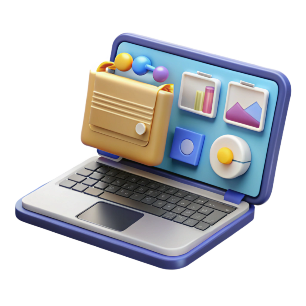 impressive artistic Front View Open Laptop Showing Spreadsheet Cutout original png