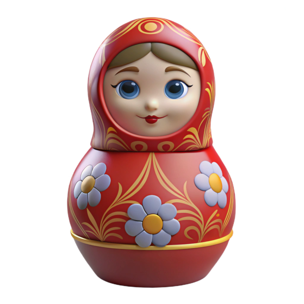 dramatic minimalist Front View Traditional Russian Matryoshka Doll Isolated premium png