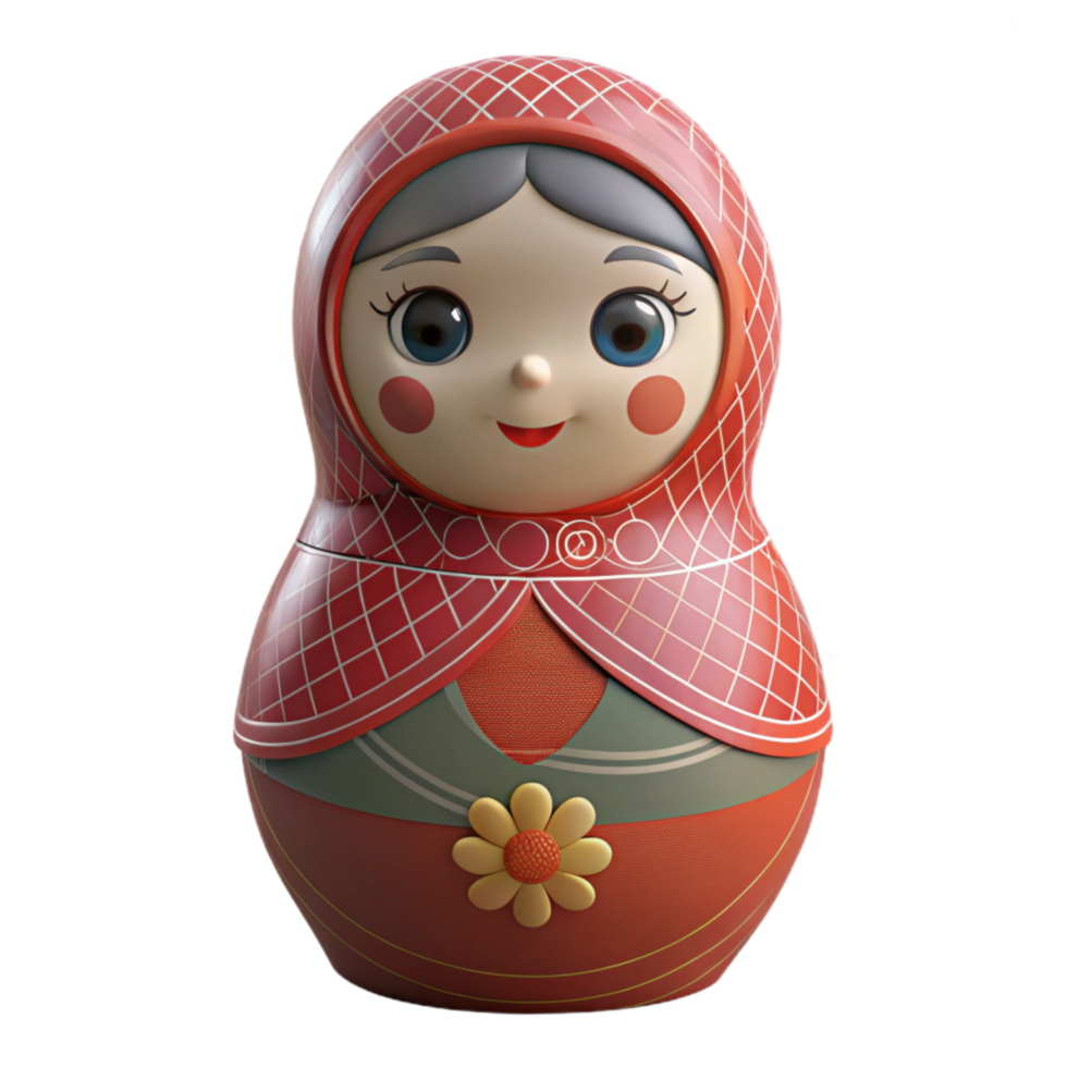 elegant artistic Front View Traditional Russian Matryoshka Doll Isolated 4K png