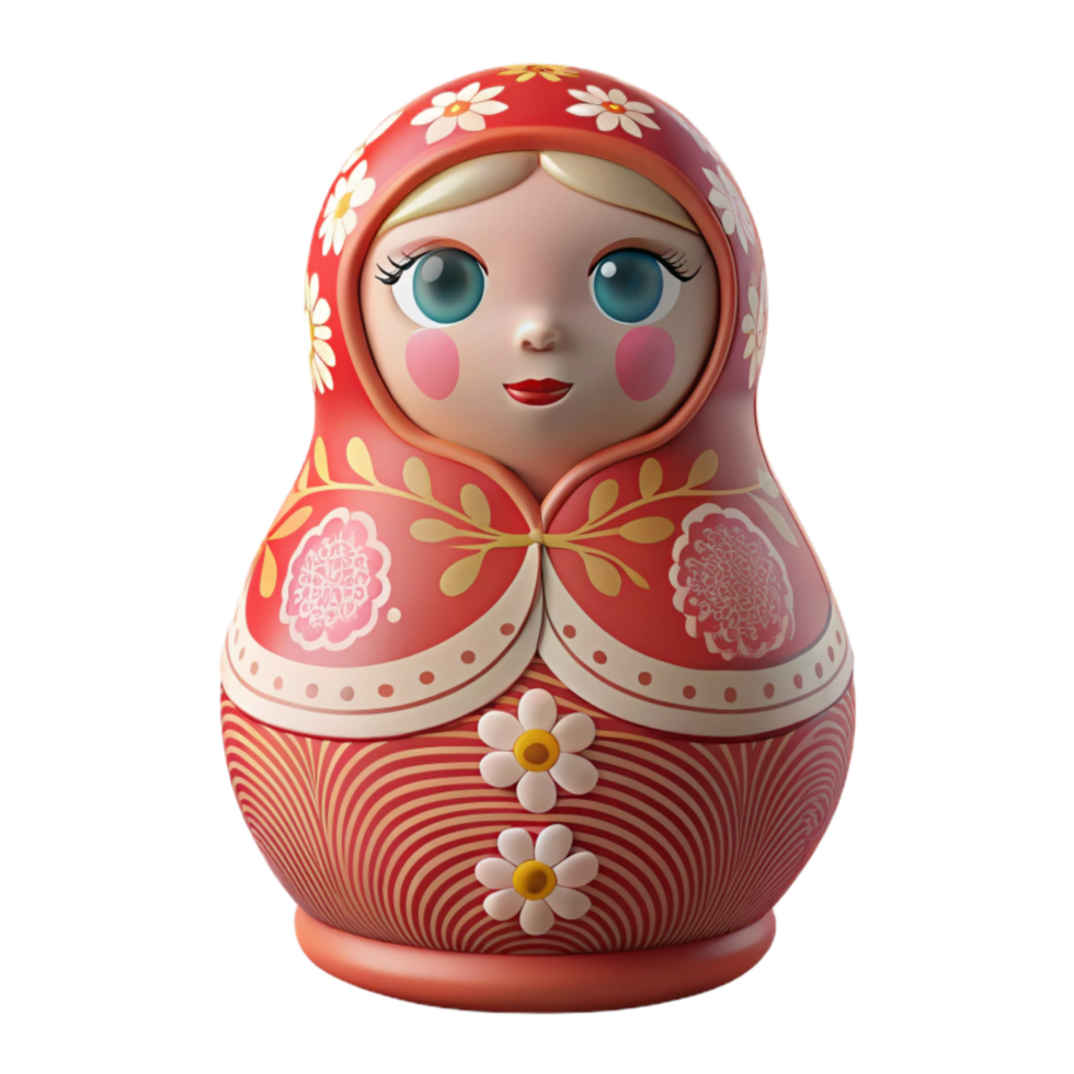 serene rustic Front View Traditional Russian Matryoshka Doll Isolated detailed png