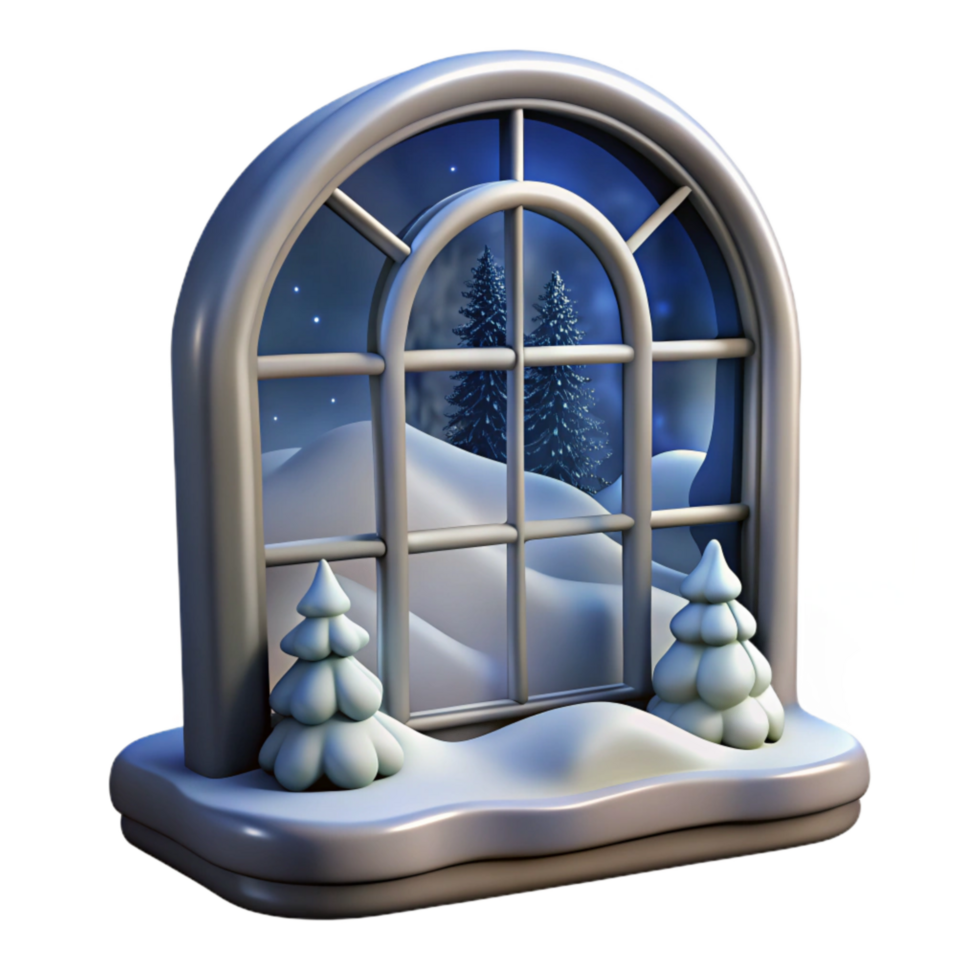 extraordinary traditional Frosty Window Pane with Winter Scene Cutout high quality png