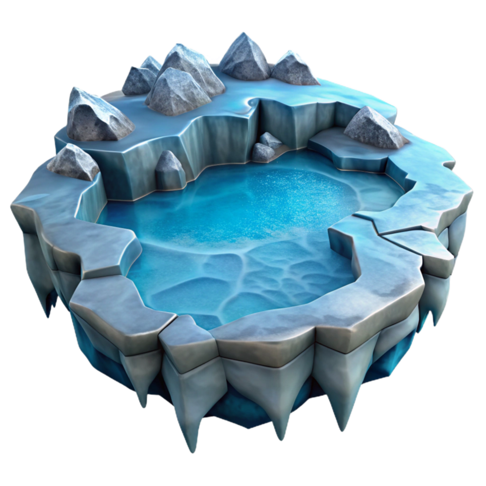 impressive rustic Frozen Lake with Ice Cracks Isolated Element original png