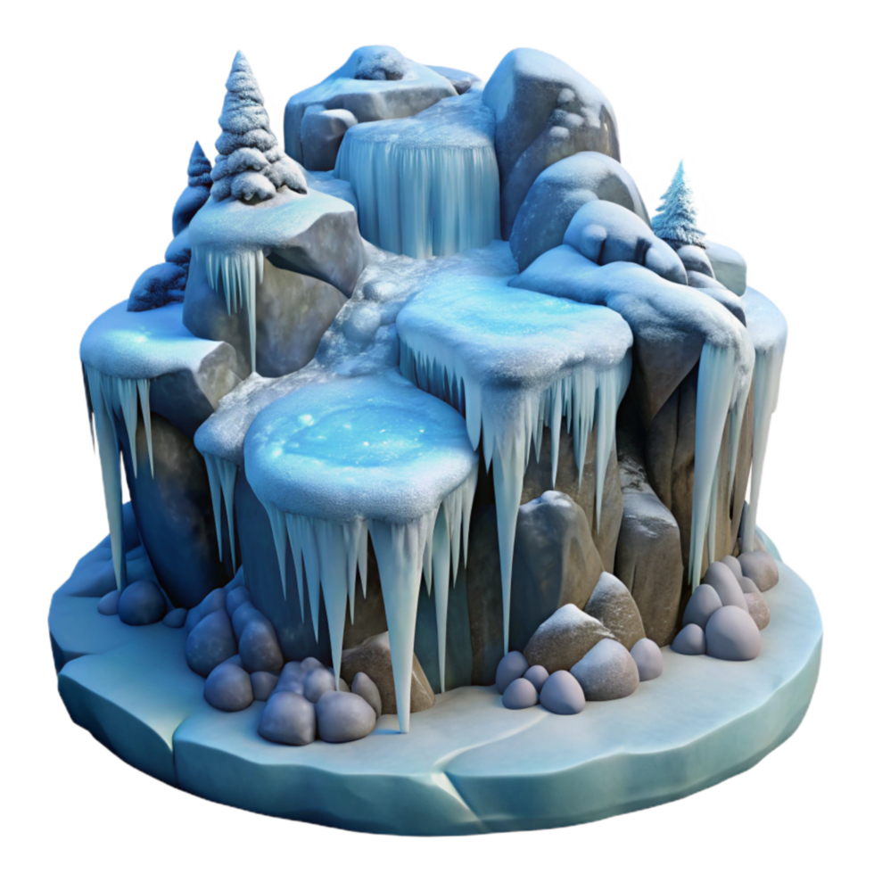 elegant creative Frozen Waterfall Winter Scene Cutout Element high resolution png