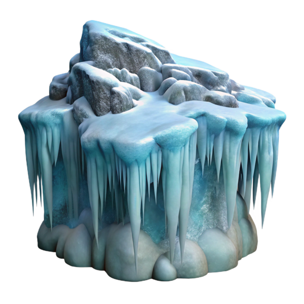 dramatic vintage Frozen Waterfall with Icicles Isolated exclusive png