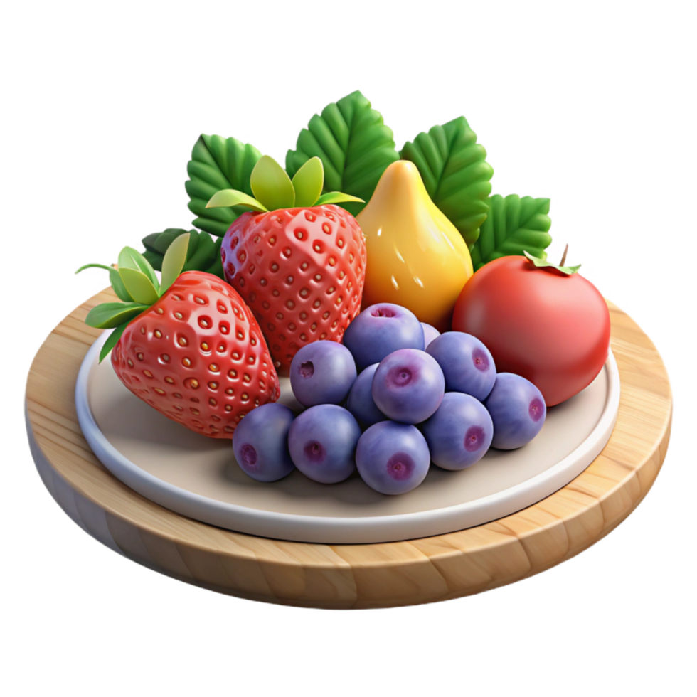 serene rustic Fruit Platter with Grapes and Strawberries Transparent Background original png