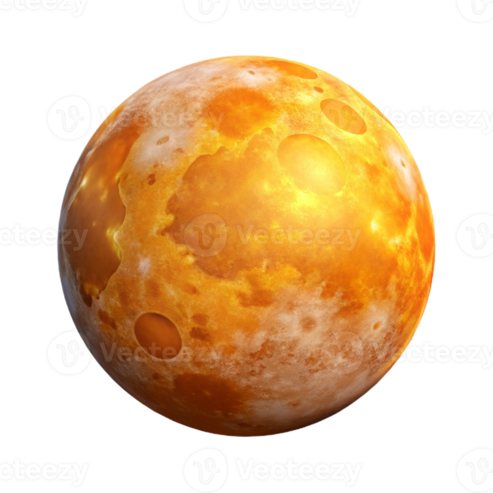 vibrant minimalist Full Moon Orange Glowing Transparent Background high quality png