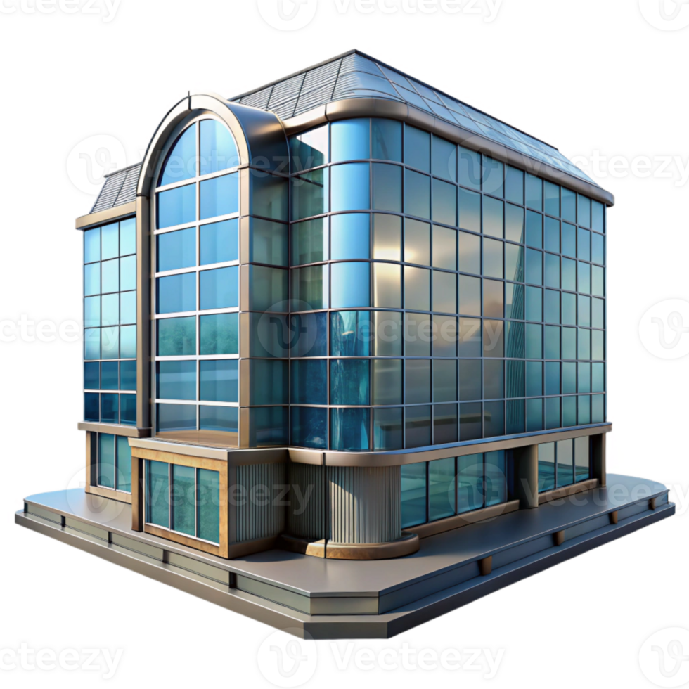 vibrant rustic Futuristic Building with Glass Facade Transparent Background genuine png