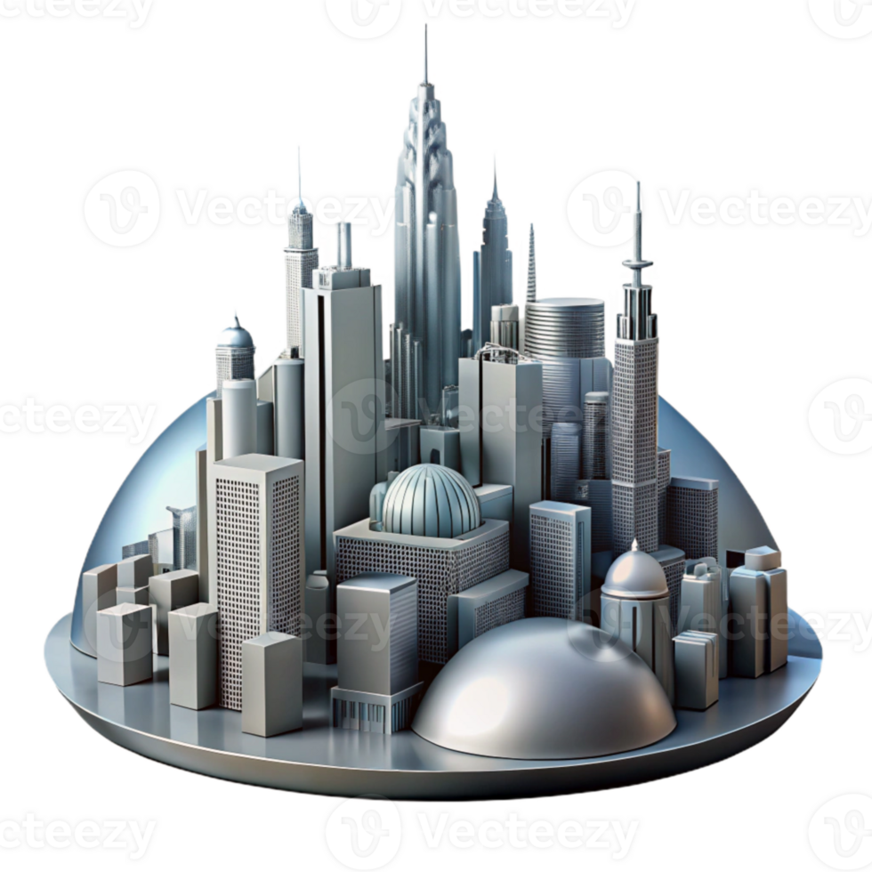 serene abstract Futuristic Cityscape Silhouette Isolated Cutout premium png