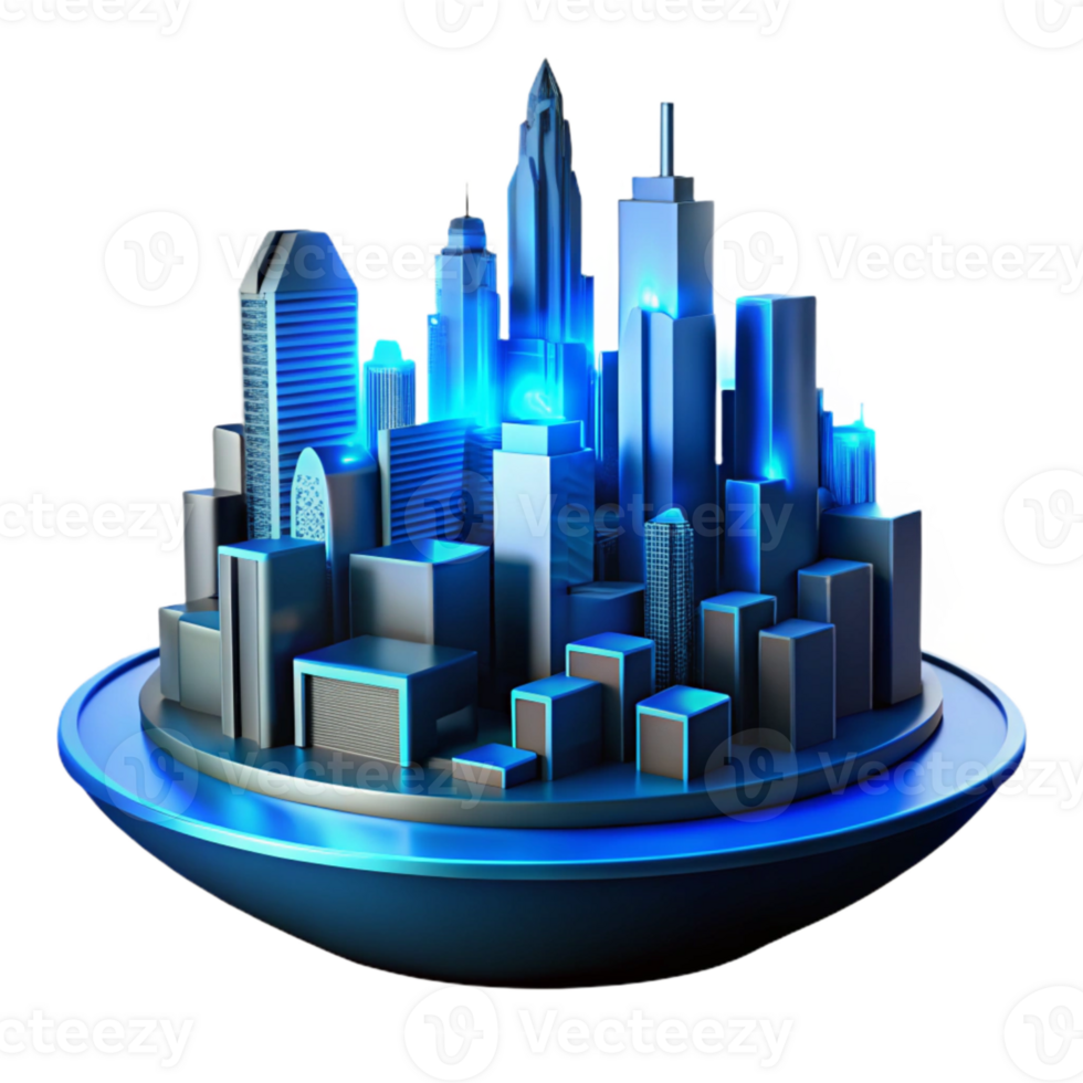 elegant creative Futuristic Cityscape Silhouette with Neon Glow Cutout high resolution png