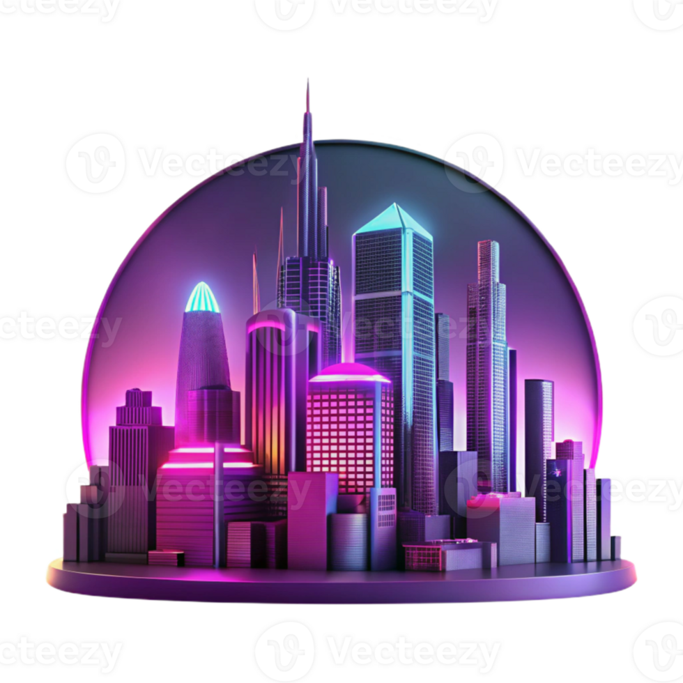 extraordinary rustic Futuristic Cityscape Silhouette with Neon Glow Cutout high resolution png