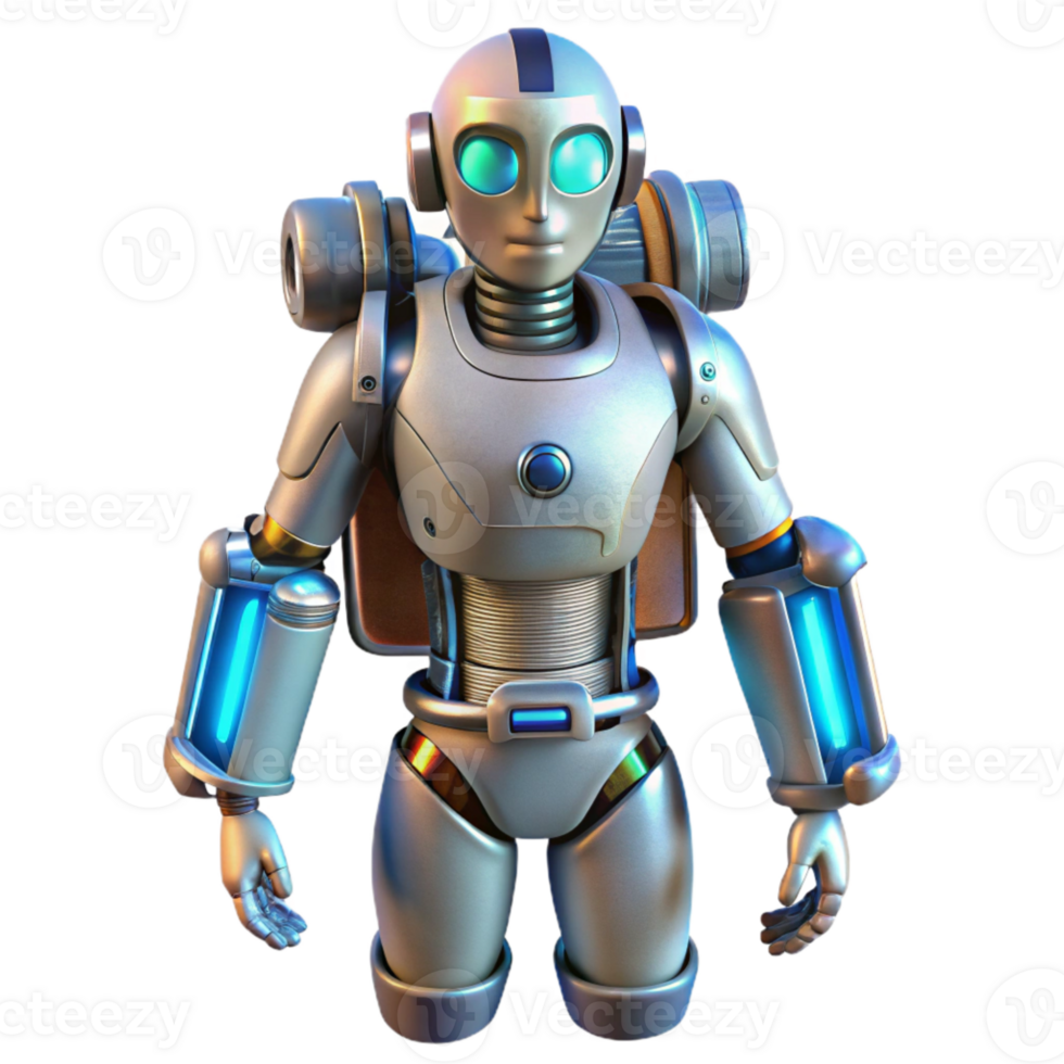 magnificent abstract Futuristic Robot Body with Jetpack Transparent Background premium png