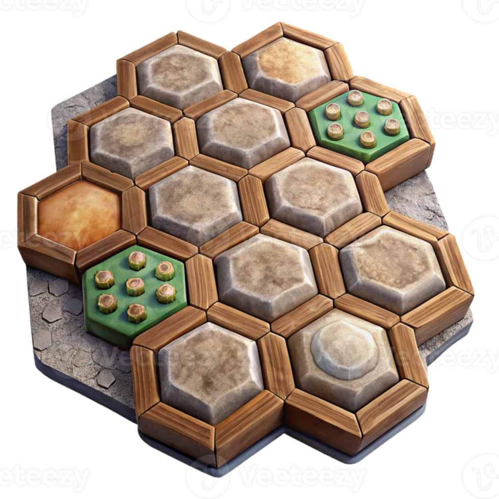 vibrant artistic Game Board Hexagonal Tiles Isolated Element high resolution png