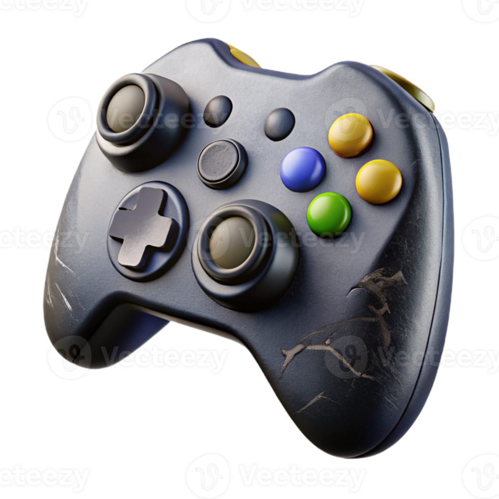 vibrant abstract Game Controller Buttons Xbox Style Black Isolated Background high quality png