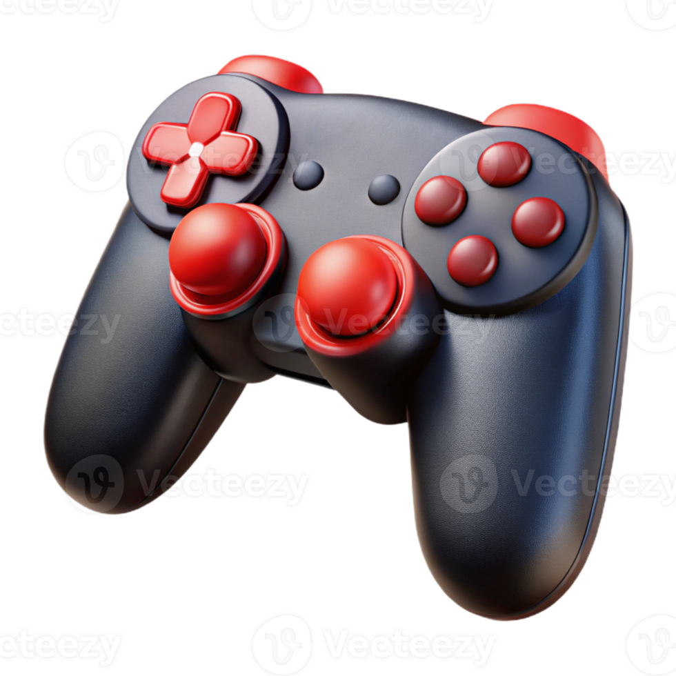 beautiful abstract Game Controller Wireless Black with Red Buttons Isolated premium png