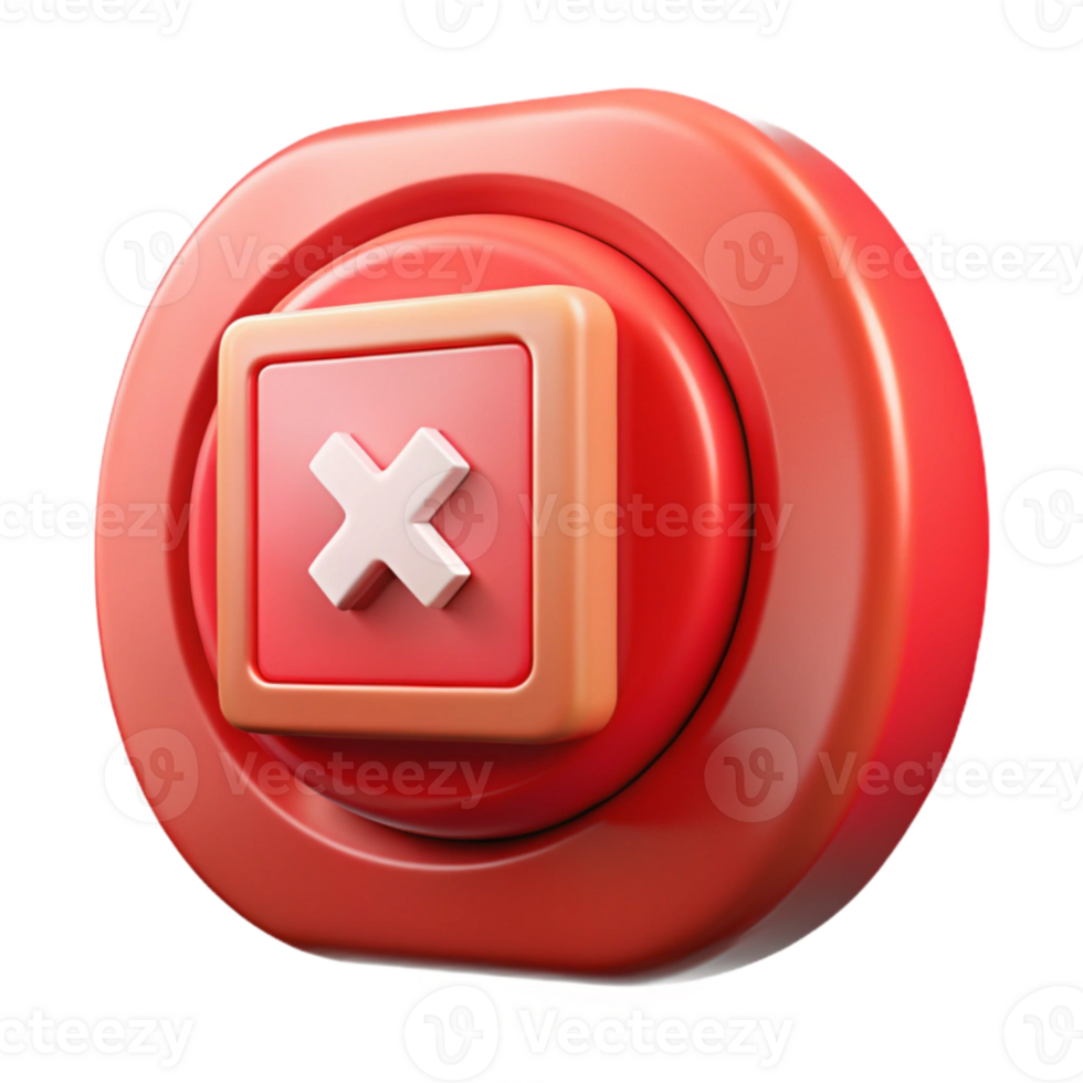 elegant rustic Game Exit Button Red Color Isolated 4K png