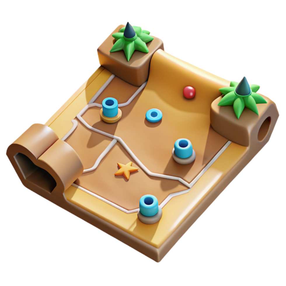 beautiful contemporary Game Map Open Flat View Isolated Element authentic png