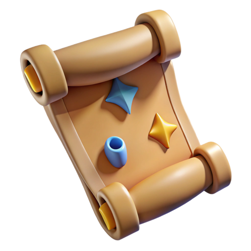 impressive creative Game Map Scroll Old Paper Texture Isolated Element authentic png
