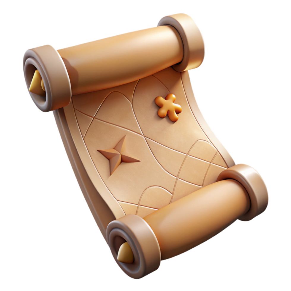 elegant artistic Game Map Scroll Old Paper Texture Isolated Element high resolution png