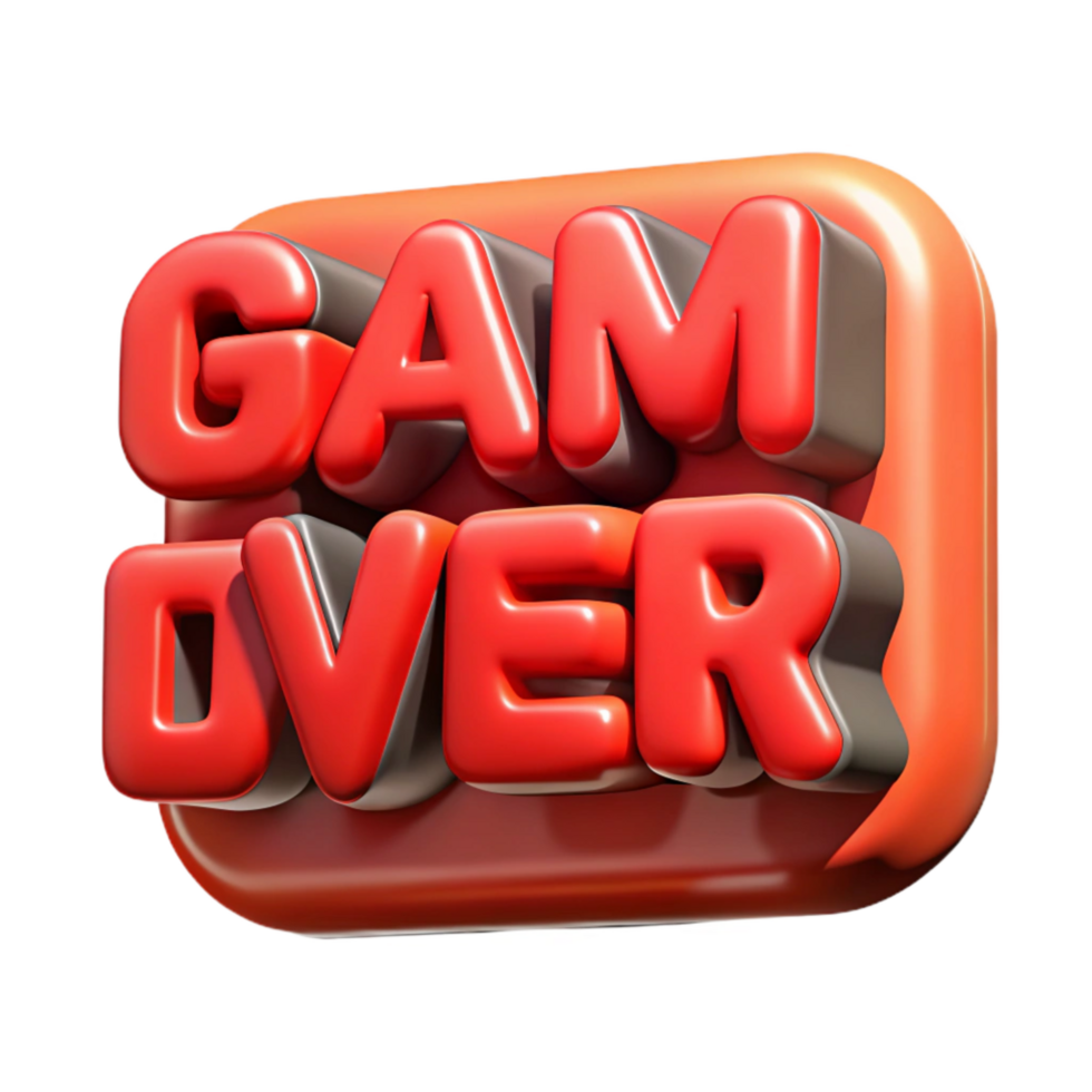 stunning artistic Game Over Text Red with Black Outline Isolated Background high resolution png