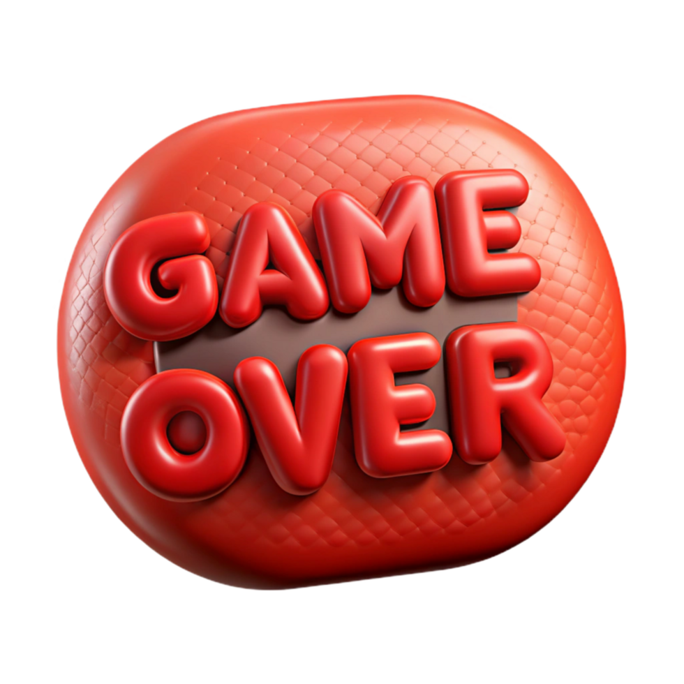serene creative Game Over Text Red with Black Outline Isolated Background original png