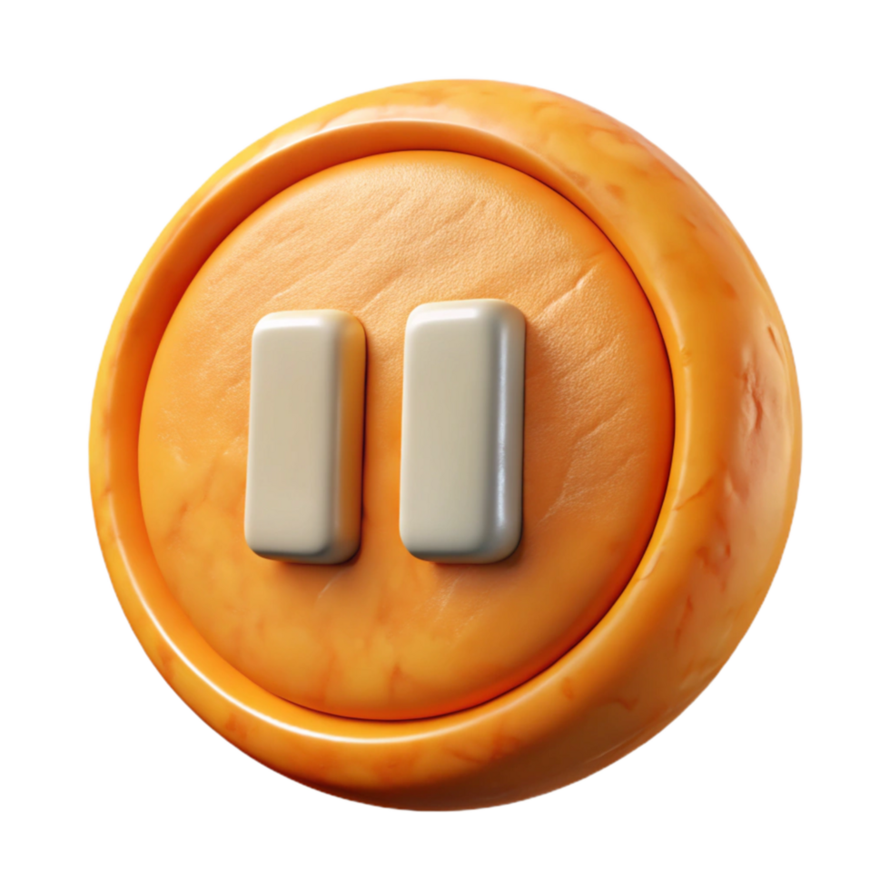 impressive rustic Game Pause Button Orange Color Cutout detailed png