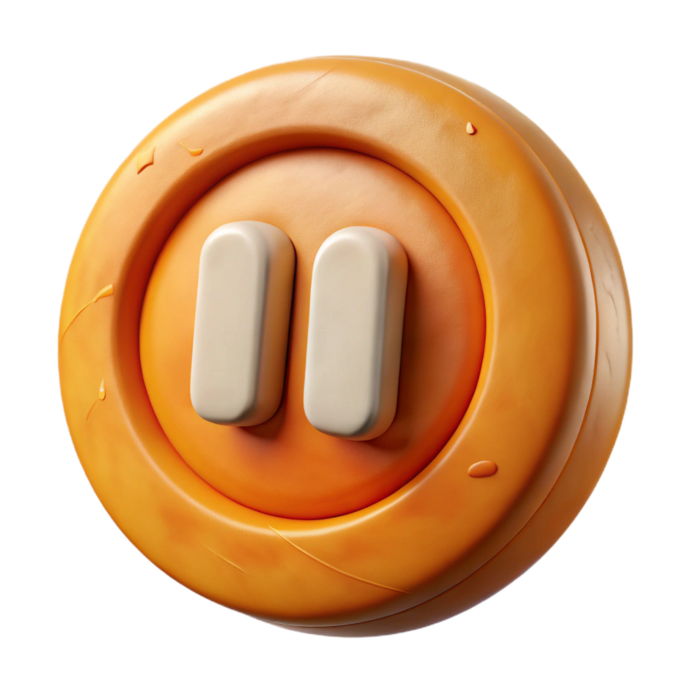 vibrant traditional Game Pause Button Orange Color Cutout genuine png