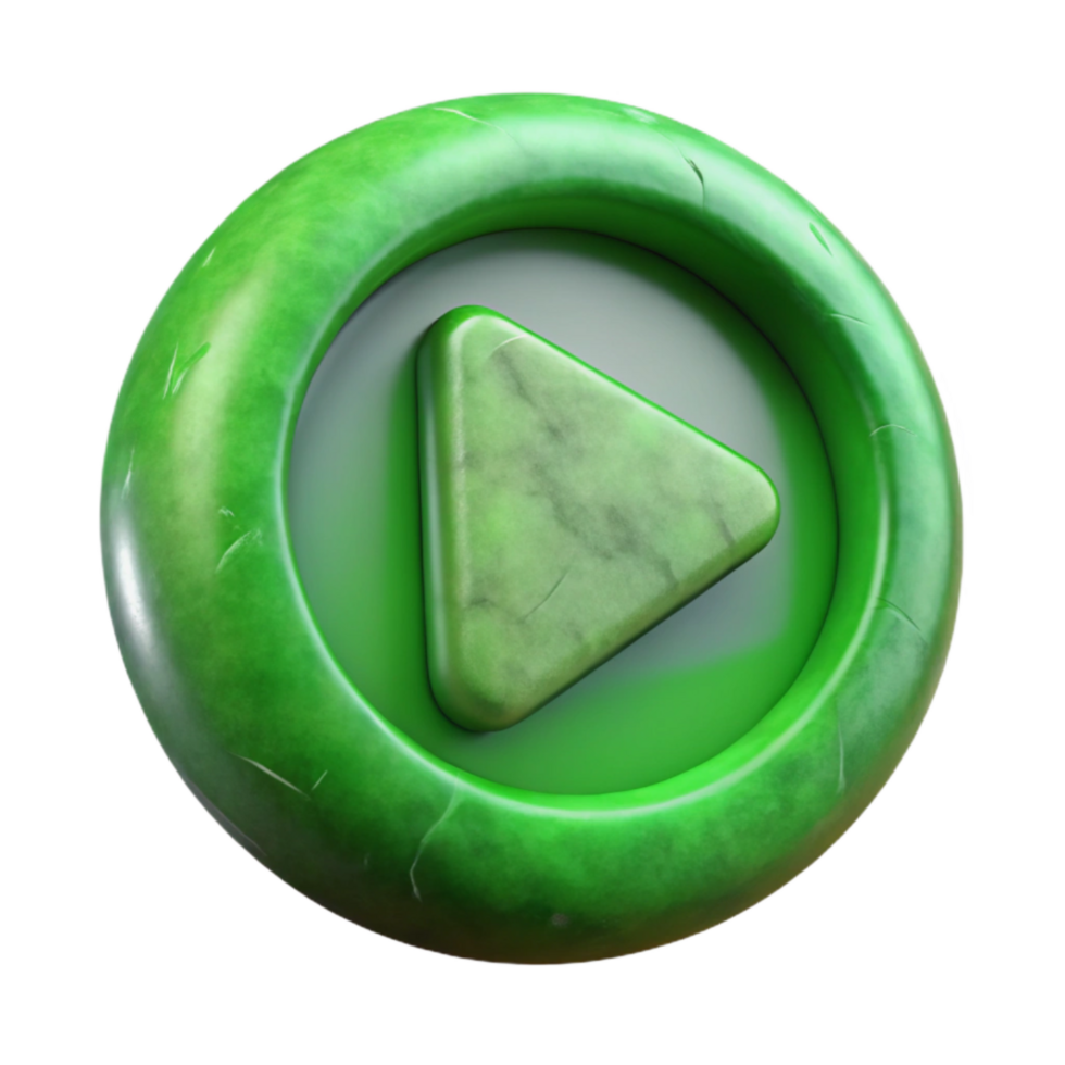 serene abstract Game Play Button Green Color Cutout genuine png